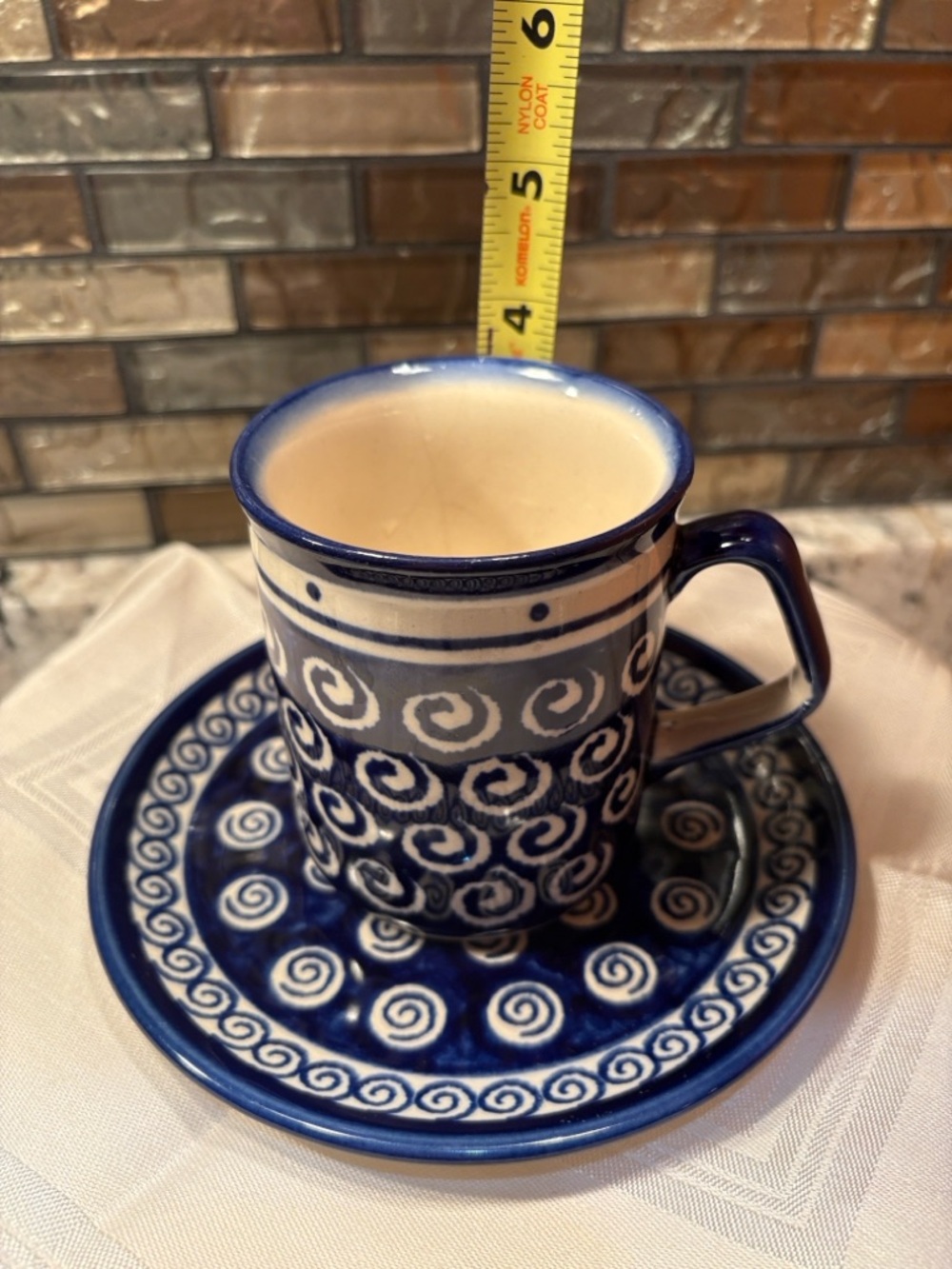 Blue Swirl Ceramic 7 ounce Cup